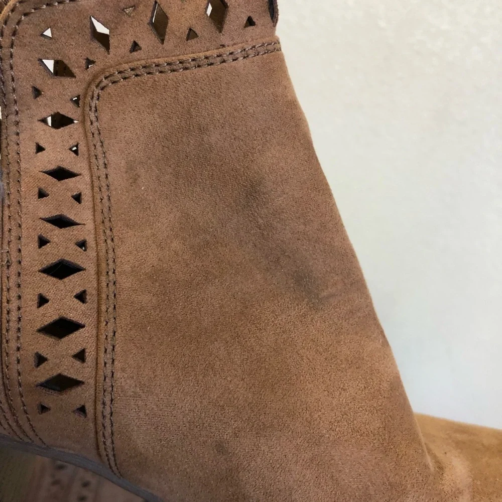 Indigo Rd Brown Faux Suede Cut Out Ankle Boots